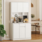 HOMCOM 71" H Cabinet with Charging Station - White-Adjustable shelves let you customise space for your needs 