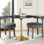 Plata Import Abstrac Urban 32" Dining Table-steel with a brushed brass finish