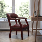 Flash Furniture Oxblood Vinyl Luxurious Conference Chair with Accent Nail Trim-Brass Nailhead Trim