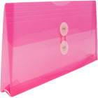 JAM Paper #10 Plastic Envelopes with Button and String Tie Closure, 5.25 x 10, Fuchsia Pink Poly, 24 Pack (921B1fug)-24 per pack