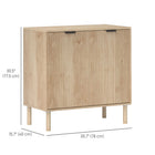 HOMCOM 30.7" L Sideboard Storage Cabinet with Doors & Adjustable Shelf - Oak-Anti-tipping design enhances safety