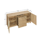 Manhattan Comfort Sheridan 59.05" Mid-Century Modern Sideboard Cabinet - Nature-Includes 2 Doors, 4 Concealed Compartments, and 3 Full Extension Drawers