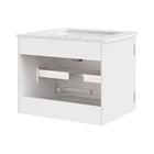 Modway Zia 24" Wall-Mount Bathroom Vanity with Marble Sink - Ivory-Solid Mango Wood Base with Fluted Pattern