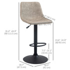 HOMCOM Adjustable Swivel Bar Stools with Back - Beige - 2 Pack-The solid powder-coated steel frame is robust and long-lasting, ensuring longevity.
