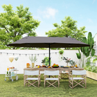 Outsunny Double-Sided Patio Umbrella with Twin Canopy - 15' - Grey-Superior strength and durability with the rust resistant steel pole and 12 steel ribs