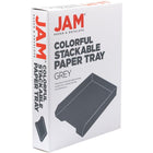 JAM Paper Stackable Paper Organizer Trays - Grey - 2 Pack-Stacked Letter Size Trays: 9.75 Inches Wide x 12.5 Inches Long x 3.875 Inches Tall