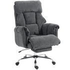 HOMCOM Executive Reclining Office Chair with Footrest and Headrest - Dark Grey-Soft snow flannel fabric ensures skin-friendly, comfortable seating,