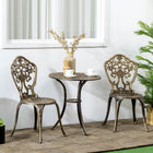 Outsunny 3-Piece Aluminium Garden Bistro Set with Parasol Hole - Bronze-Table features middle hole for parasol to keep sun away from eyes and body 