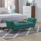 Modway Response Medium Upholstered Fabric Bench - Teal-Plastic Foot Glides