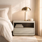 Manhattan Comfort Navis 32" Contemporary 1-Drawer Nightstand - Whitewashed Oak-One spacious drawer and open shelf provide convenient storage for bedside essentials
