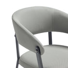 Manhattan Comfort Belle 22.4" Modern Textured Leatherette Upholstered Dining Chair - Stone Grey - Set of 4-Curved Wraparound Open Backrest Provides Ergonomic Support