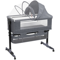 MotionGrey Blessy 5-in-1 Baby Bassinet - Foldable Co-Sleeper Crib with Wheels and Rocking Mode - Light Grey-3-in-1 Versatile Design: Functions as a bassinet, bedside sleeper, and crib-side bed-adapting to your baby’s needs throughout the day