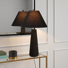 Hudson&Canal Ingalls 28" Tall Monochrome Table Lamp with Fabric Shade - Matte Black/Black-Includes a 6 ft. cord with rotary socket switch