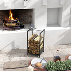 Outsunny Firewood Rack Outdoor Log Holder - Black-Assembly required