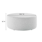 Modway Callum Large 38" Round Woven Heathered Fabric Upholstered Ottoman - Heathered Weave/Light Grey-Dense Foam Padding