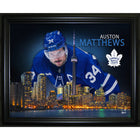 Auston Matthews Toronto Maple Leafs Skyline - Framed Print - 20" x 16"-Premium virtual frames