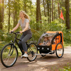 Aosom Double Bike Trailer for Kids Baby Toddler 80lbs Load with Steel Frame - Orange-Durable steel frame for a secure and tough structure, with a steel connector for your back bike wheel 