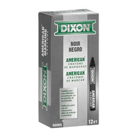 Dixon Industrial American Marking Crayons - 5" x 9/16" - Black - 12 Pack-Wax marking crayons preferred by shippers and packers