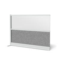 Luxor Modular Wall Extension - 70" W x 48" H - Wide Grey Frame, Frosted Acrylic, Cool Grey PET-Creates semi permanent privacy in shared spaces