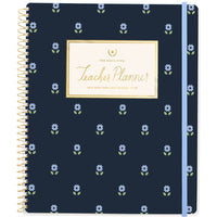 Emily Ley Simplified 2026-27 Navy Floral Teacher Weekly/Monthly Planner - 11" x 9" - English-12 tabbed months: July 2026 - June 2027