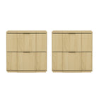 Manhattan Comfort Clive 22" Mid-Century Modern 2-Drawer Nightstand - Natural and Gold-30 Day Limited Manufacturer's Warranty