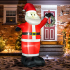 HOMCOM 8' Lit Inflatable Santa Claus Waving Christmas Decoration-White LED lights create a jolly, magical, and eye-catching effect 
