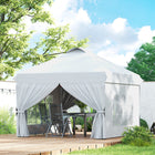 Outsunny 10 ft W x 10 ft L Outdoor Pop Up Canopy Tent with 4 Sidewalls - White-Durable Oxford cover with silver coating blocks most harmful rays