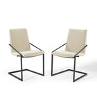 Modway Pitch Upholstered Fabric Dining Armchair - Black/Beige - 2 Pack-Modern Dining Chair