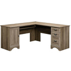 Sauder 66"W Harbor View Corner Computer Desk - Salt Oak-Spread out your work on this spacious corner computer desk