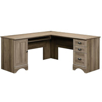 Sauder 66"W Harbor View Corner Computer Desk - Salt Oak-Spread out your work on this spacious corner computer desk