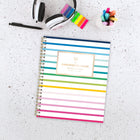 Emily Ley Simplified 2026-27 Weekly/Monthly Planner - 11" x 9" - Happy Stripe - Bilingual-Twin gold coil binding resists snagging and lays flat for ease of use.