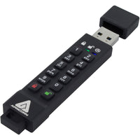 Apricorn Aegis Secure Key 3z Encrypted USB 3.1 Gen 1 64 GB Flash Drive - Black-Unlock the drive with unique 7 to 16-digit pin, Wear-resistant keys to obscure use
