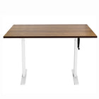 Ezywork Manual Height Adjustable Standing Desk - 48" x 24" - White Frame / Dark Wood Table Top-Whole piece table top 48" x 24" (120cm x 60cm) 