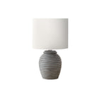 Monarch Specialties 17" H Contemporary Table Lamp - Grey Resin / Ivory / Cream Shade-Complete your decor with this 17"h table lamp in a chic grey resin, with a textured finish base in a ribbed design, perfect for accentuating any nightstand, end or side table, or office environment
