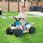 Qaba Kids 6V Battery Powered Ride-on ATV with Headlights - White-Equipped with 2 LED headlights for extra fun 