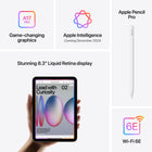 Apple iPad mini 8.3" Liquid Retina Display - Wi-Fi - A17 Pro Chip - 512 GB - iPadOS 18 - Space Grey-Connectivity: Wi-Fi 6E gives you fast wireless connections. Work from almost anywhere with quick transfer of photos, documents and large video files. Get faster USB-C speeds with the USB-C connector