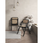 Manhattan Comfort Lambinet 20.87" Industry Chic Dining Folding Chair - Black and Natural Cane - Set of 4-Fine Natural Cane Made from Authentic Wooden Rattan