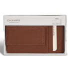 Champs Onyx Leather Mag Card Case - Brown-Side slip pocket
