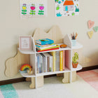 Qaba Kids Bookshelf Dinosaur Themed - Natural-Open shelves display book covers, sparking your child's interest in reading
