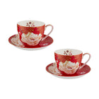 Maxwell & Williams Kimono Teacup & Saucer - 300ml - Red - 2 Pack-Made of Fine Bone China