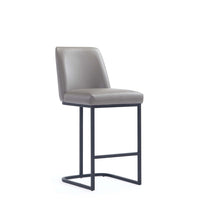 Manhattan Comfort Serena 17.71" Modern Leatherette Upholstered Counter Stool - Grey-Modern Counter Stool with Backrest Perfect for Bar and Kitchen Use
