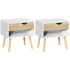 HOMCOM Bedside Table with Drawer and Shelf - White - Set of 2-Use it as a nightstand or side table at home