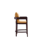 Manhattan Comfort Ritz 22" Mid-Century Modern Faux Leather Upholstered Counter Stool - Camal and Dark Walnut-Includes Gold Metal Footrest