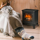 HOMCOM 14" 750/1500W Freestanding Electric Fireplace Heater - Black-Covering an area of 161-215ft², suitable for your living room, bedroom and more 
