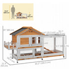 PawHut Wooden Rabbit Hutch with Openable Roof and Storage Box - Yellow-Sliding trays facilitate cleaning 