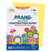 Prang Construction Paper - Yellow - 9" x 12" - 50 Sheets-Heavyweight groundwood construction paper