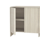 Manhattan Comfort Novara 60" Contemporary 4-Door Sideboard - Whitewashed Oak-Textured Drawer Fronts: Vertical fluted detailing adds visual interest and a refined, modern look
