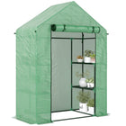 Outsunny 55" x 28" x 75" Walk-in Greenhouse with 4 Shelves- Plastic cover is durable, protects inside from mild wind, light rain and cold
 