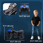 Qaba Kids ATV 4 Wheeler - 6V Battery Powered with Music & LED Headlights - Blue-Made of robust metal and PP for a safe, stable experience

