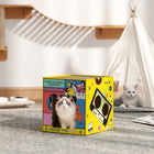 PawHut 2-in-1 Cardboard House Cat Scratcher with Catnip-Features dual scratching pads on the roof and floor to entice cats 